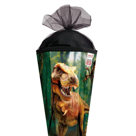 Roth Extra große XXL Schultüte Dinosaurier T-Rex, 100cm, eckig, mit Rot(h)-Spitze und schwarzem Tüllverschluss