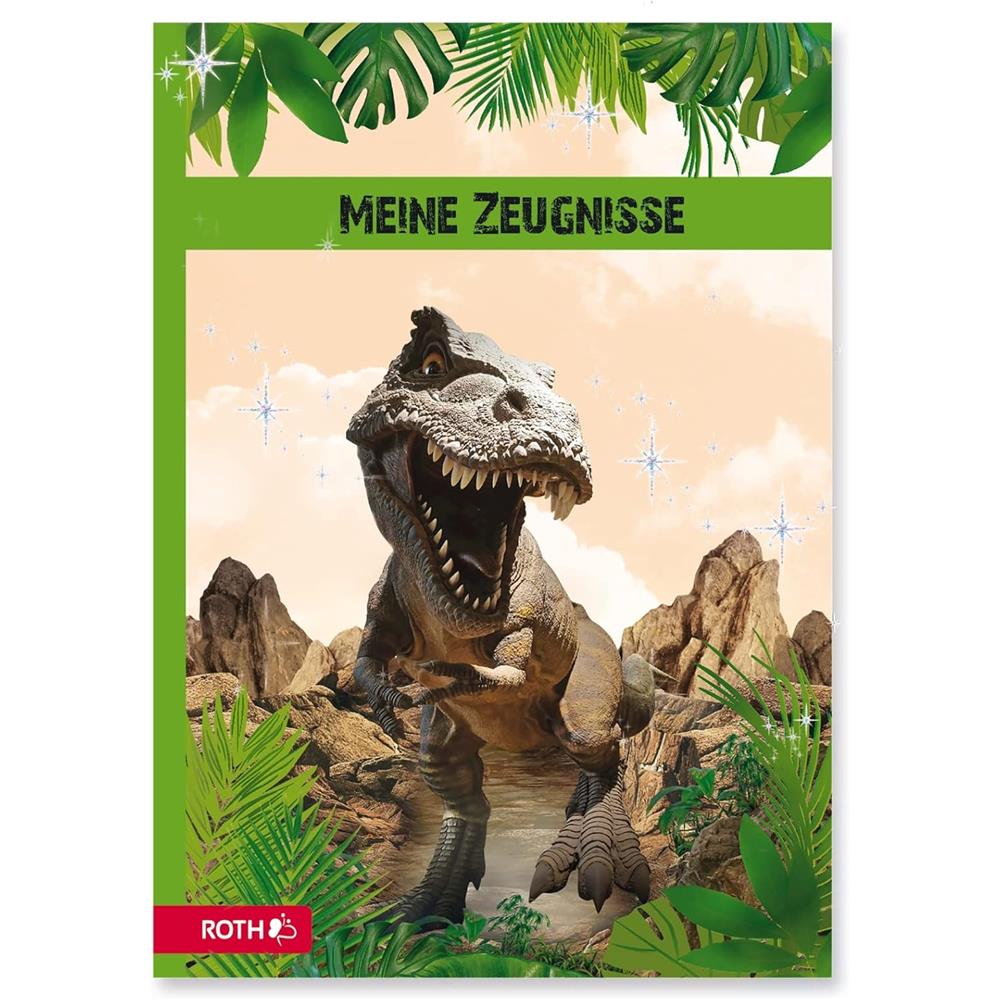 Roth Zeugnismappe Dinosaurier Tyrannosaurus mit Folie, mit 10 A4 Klarsichthüllen
