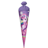 Roth Schultüte Einhornportrait, 70cm, rund, Rot(h)-Spitze, Filzverschluss