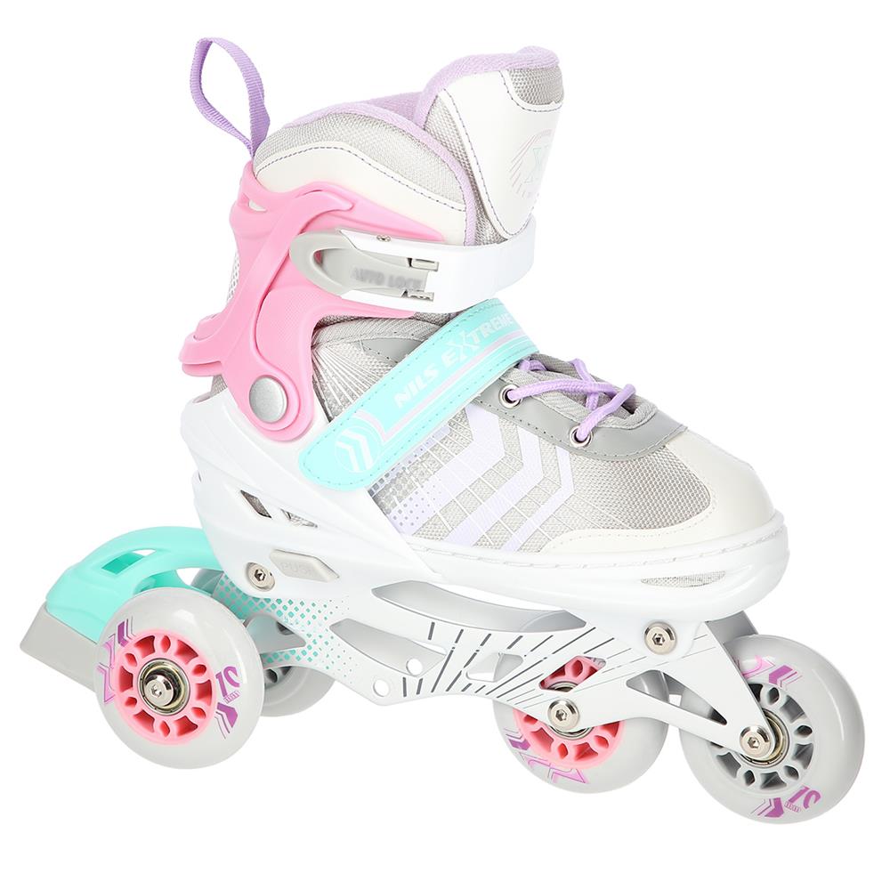 4in1 Inliner Schlittschuhe Rollschuhe Gr. 34-38, Rosa, verstellbar | NILS EXTREME NH18192