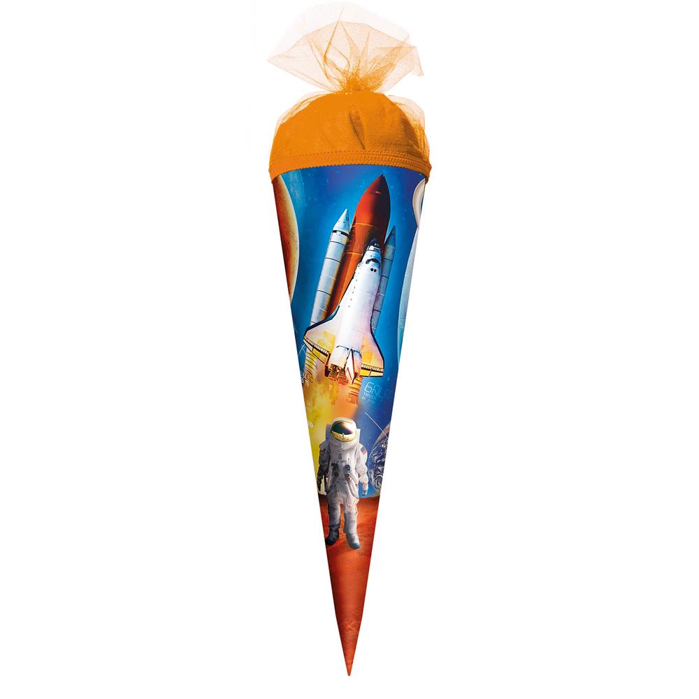 Roth Schultüte Weltraum, 22cm, rund, Tüllverschluss