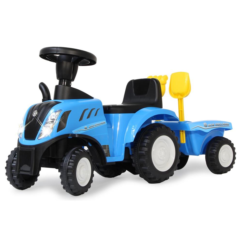 Jamara Rutscher New Holland T7 Traktor blau - Rutschfahrzeug, mit Anhänger