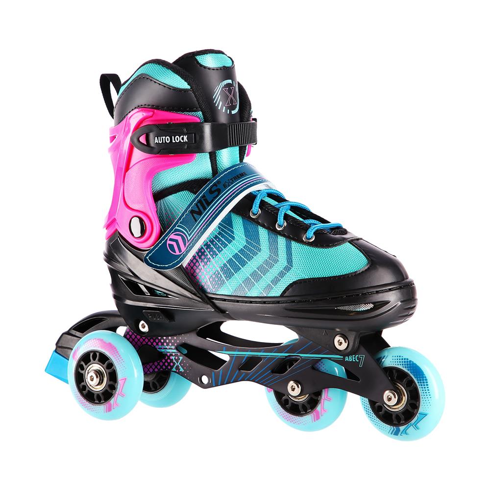 4in1 Inliner Schlittschuhe Rollschuhe Gr. 29-33, Schwarz-Violett, verstellbar | NILS EXTREME NH18192A
