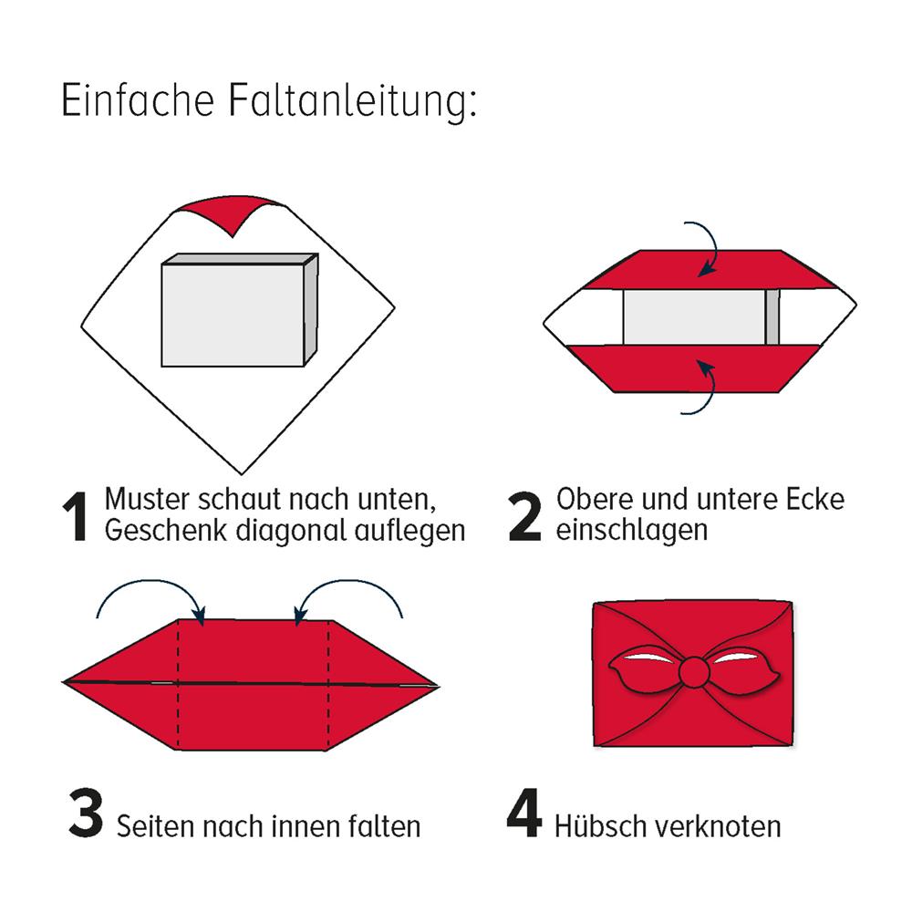 Roth Geschenktuch 3er Set X-Mas wiederverwendbar 2x 50 x 50 cm, 1x 80 x 80 cm