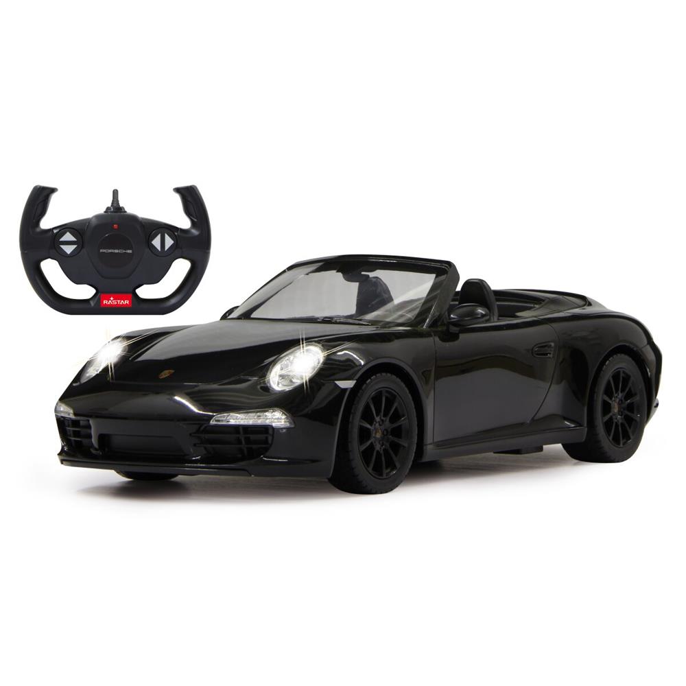 Jamara Porsche 911 Carrera S 1:12 schwarz 2,4GHz Ferngesteuertes Auto mit LED Fahrlicht