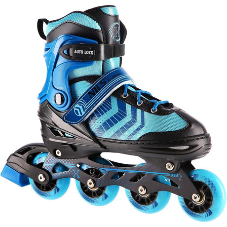 4in1 Inliner Schlittschuhe Rollschuhe Gr. 39-43, Schwarz-Blau, verstellbar | NILS EXTREME NH18192A