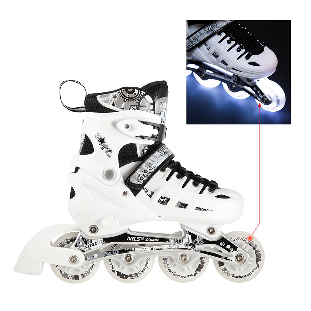 4in1 LED Inliner Schlittschuhe Rollschuhe Gr. 39-42, Weiß, verstellbar | NILS EXTREME NH10905
