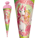 Roth Schultüte Einhornglück, 70cm, rund, Rot(h)-Spitze, Filzverschluss, Glitter