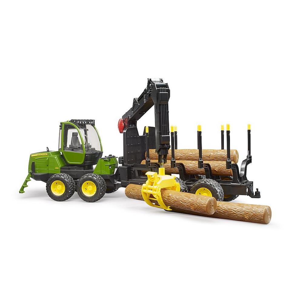 Bruder 02133 - John Deere 1210E Rückezug mit 4 Baumstämmen und Holzgreifer