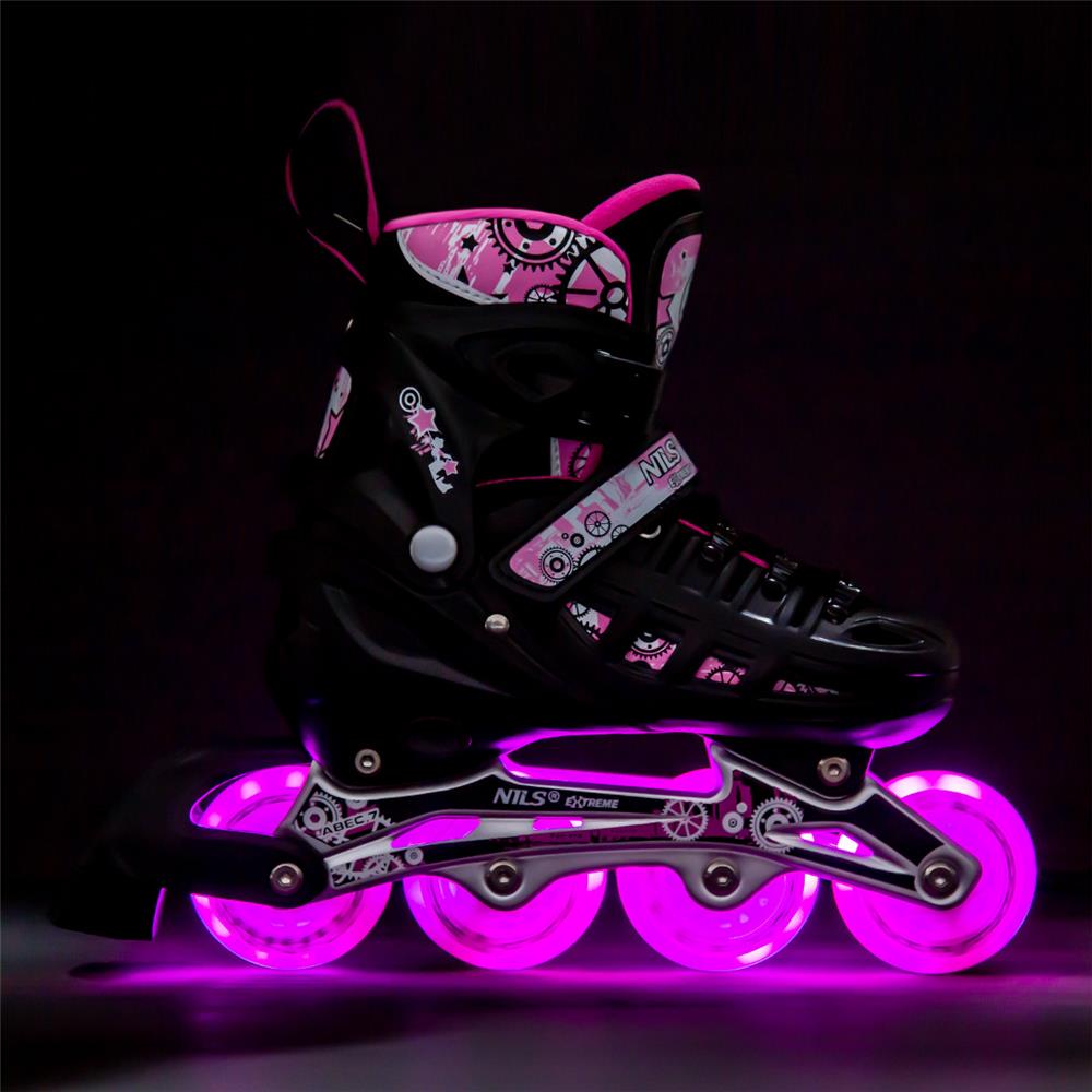 4in1 LED Inliner Schlittschuhe Rollschuhe Gr. 31-34, Rosa, verstellbar | NILS EXTREME NH10905