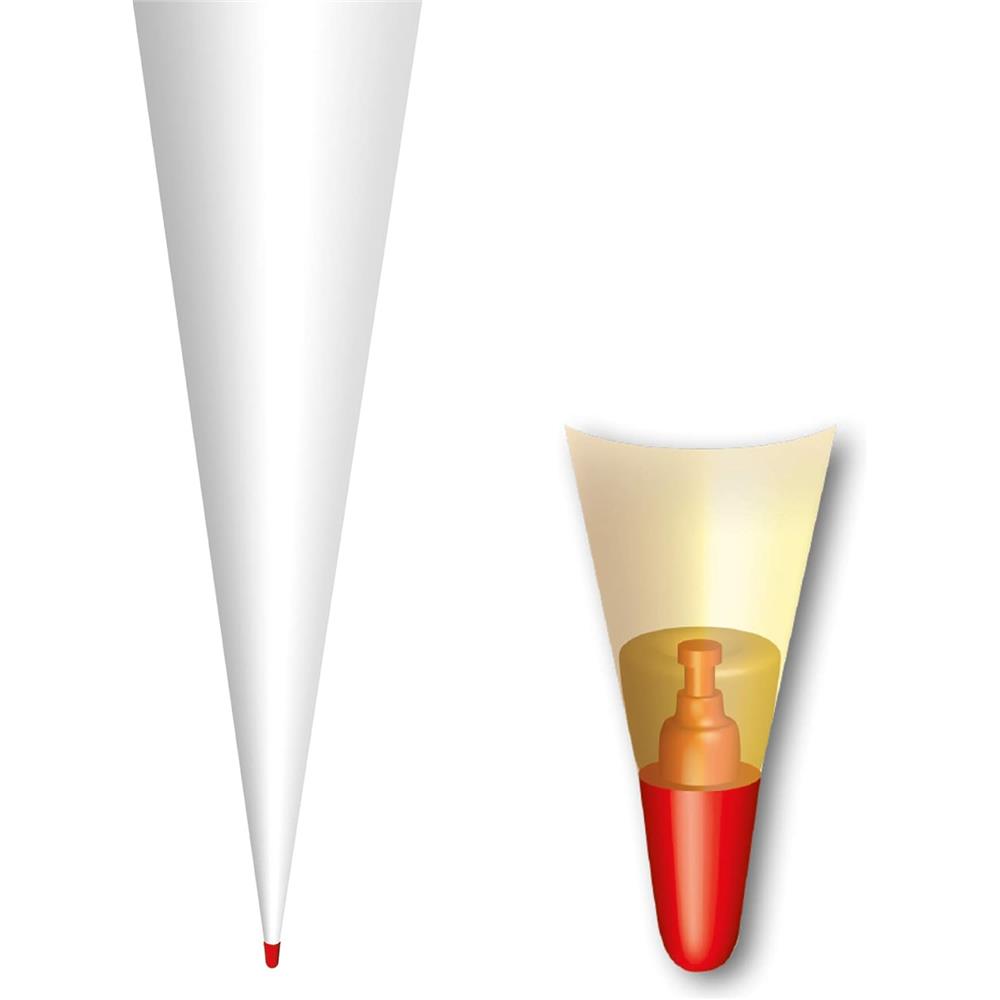 Roth Schultüte-Rohling/Basteltüte, weiß, 70cm, rund, Rot(h)-Spitze, mit Filzverschluss (blau)