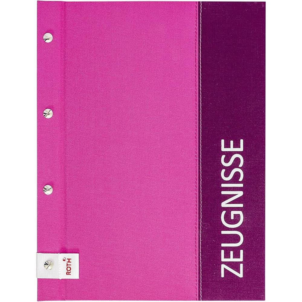 Roth Zeugnismappe Spectrum Pink, mit 12 A4 Klarsichthüllen, im Buchleineinband