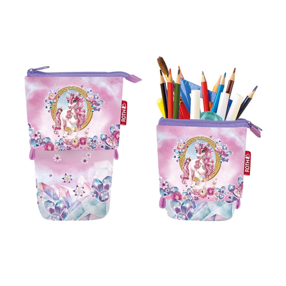 Roth Federmäppchen Einhorn Beauty - 2in1 Mäppchen & Stiftebecher für Schule