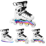 4in1 LED Inliner Schlittschuhe Rollschuhe Gr. 35-38, Weiß-Rainbow, verstellbar | NILS EXTREME NH10905