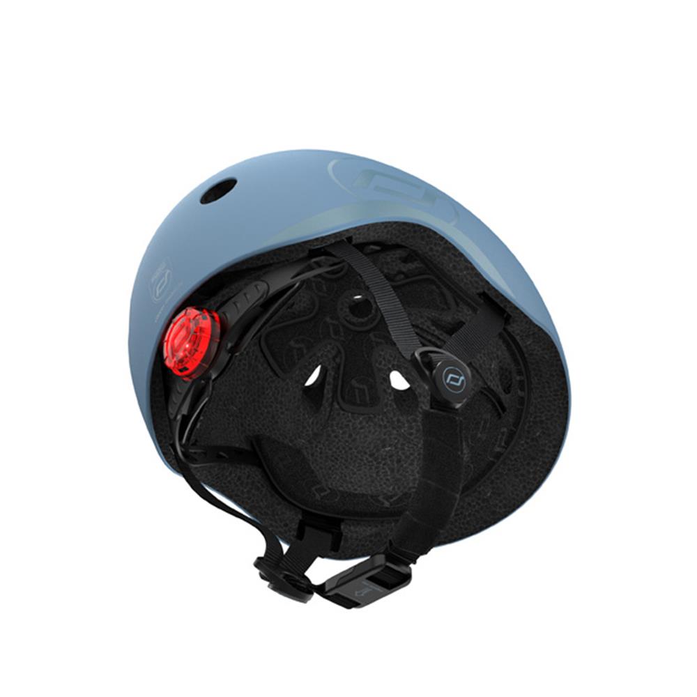 Scoot & Ride Kinderhelm Größe S-M (51-55 cm) steel - Schutzhelm mit LED-Licht