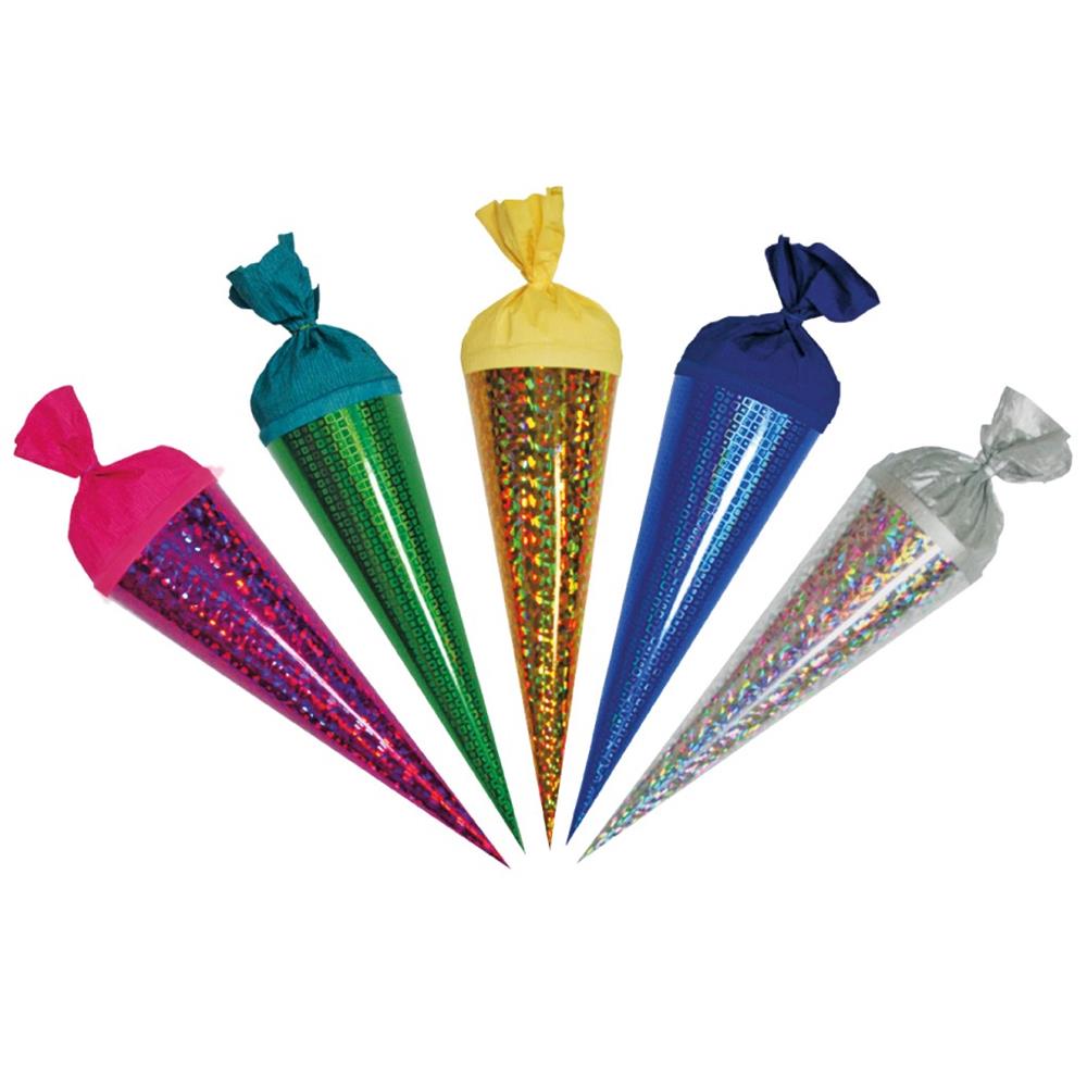 Roth Geschenk-Schultüten 15 cm Hologramm – 5er Set Mini-Schultüten
