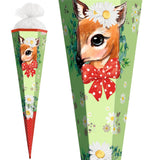 Roth Schultüte Reh, 85cm, eckig, Rot(h)-Spitze, Tüllverschluss