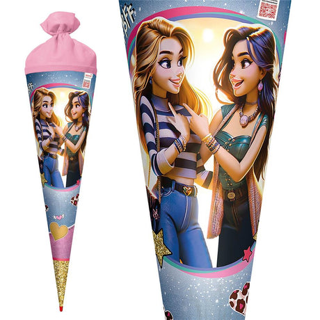 Roth Schultüte Best Friends Forever, 70cm, rund, Rot(h)-Spitze, Filzverschluss