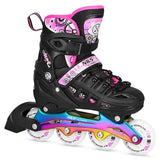 4in1 LED Inliner Schlittschuhe Rollschuhe Gr. 39-42, Pink-Rainbow, verstellbar | NILS EXTREME NH10905