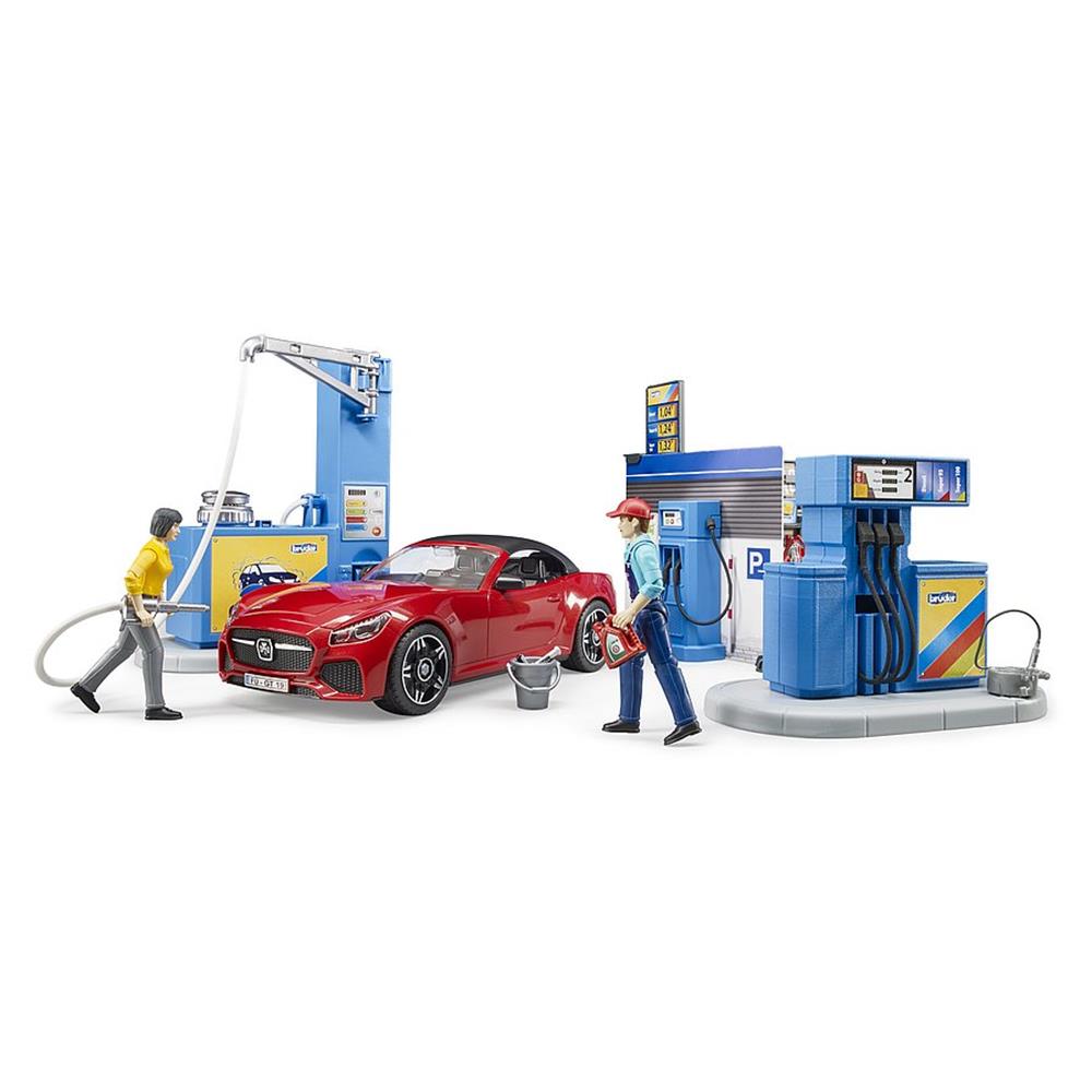 Bruder 62111 - bworld Tankstelle mit Fahrzeug und Waschplatz