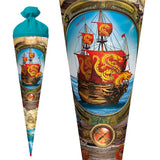 Roth Schultüte Piratenschiff, 70cm, rund, Rot(h)-Spitze, Filzverschluss