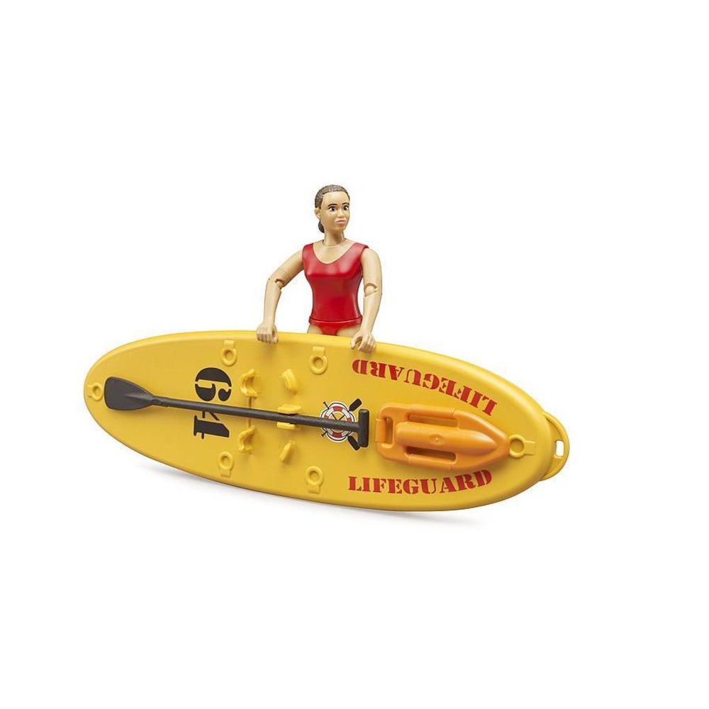 Bruder bworld 62785 Life Guard mit Stand up Paddle Rettungsschwimmerin Spielfigur mit Paddel