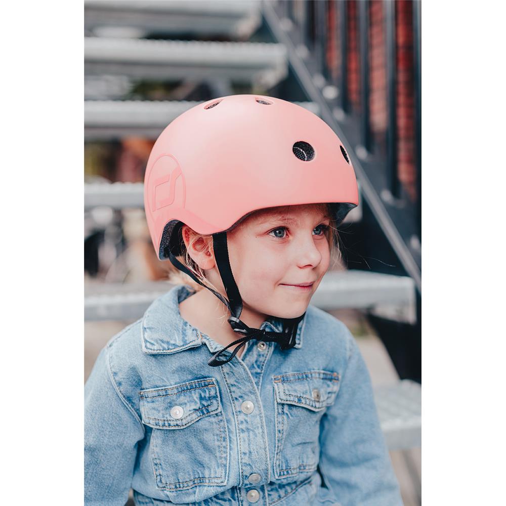 Scoot & Ride Kinderhelm Größe S-M (51-55 cm) peach - Schutzhelm mit LED-Licht