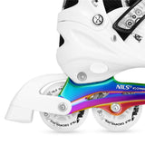 4in1 LED Inliner Schlittschuhe Rollschuhe Gr. 35-38, Weiß-Rainbow, verstellbar | NILS EXTREME NH10905