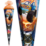 Roth Schultüte Monstertruck Fire, 85cm, eckig, Rot(h)-Spitze, Tüllverschluss, Folieneffekt