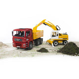 Bruder 02751 - MAN TGA Kipp-LKW mit Liebherr Schaufelbagger, 1:16