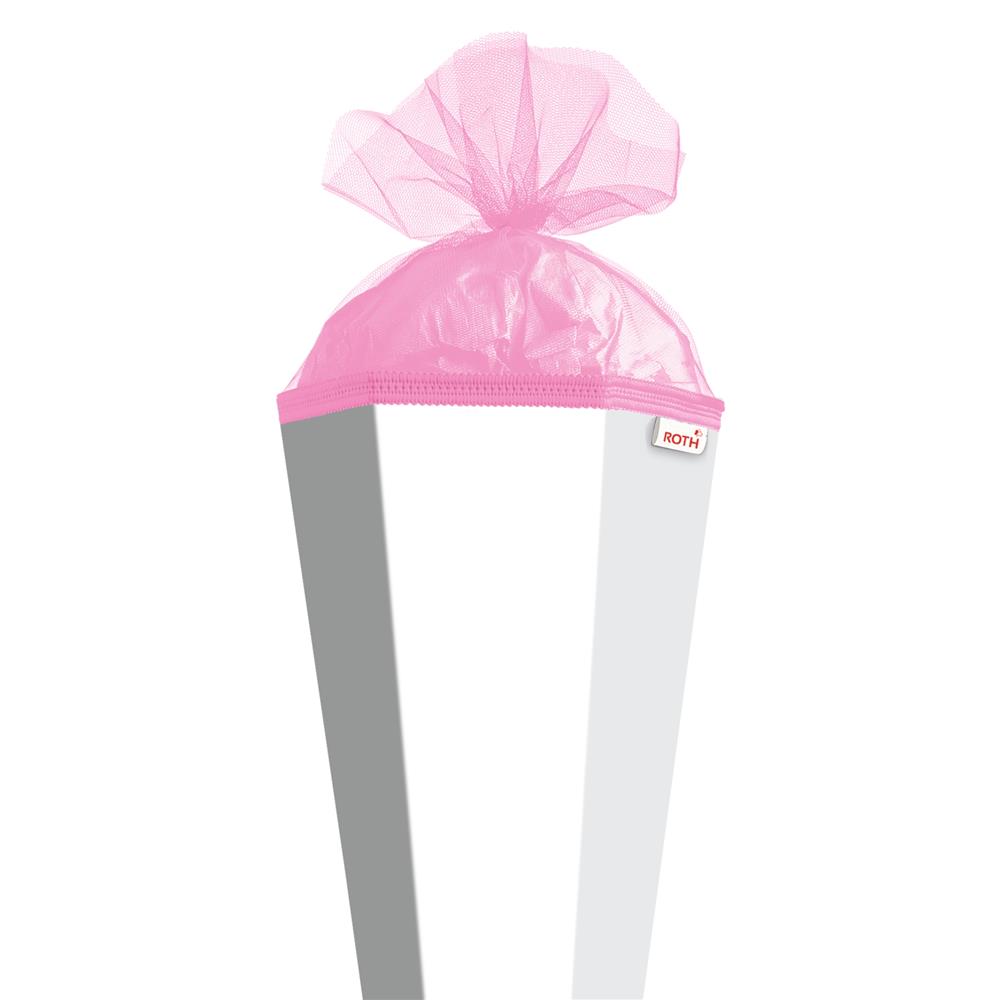 Roth Schultüte-Rohling/Basteltüte, weiß, 85cm, eckig, Rot(h)-Spitze, mit Tüllverschluss (pink)