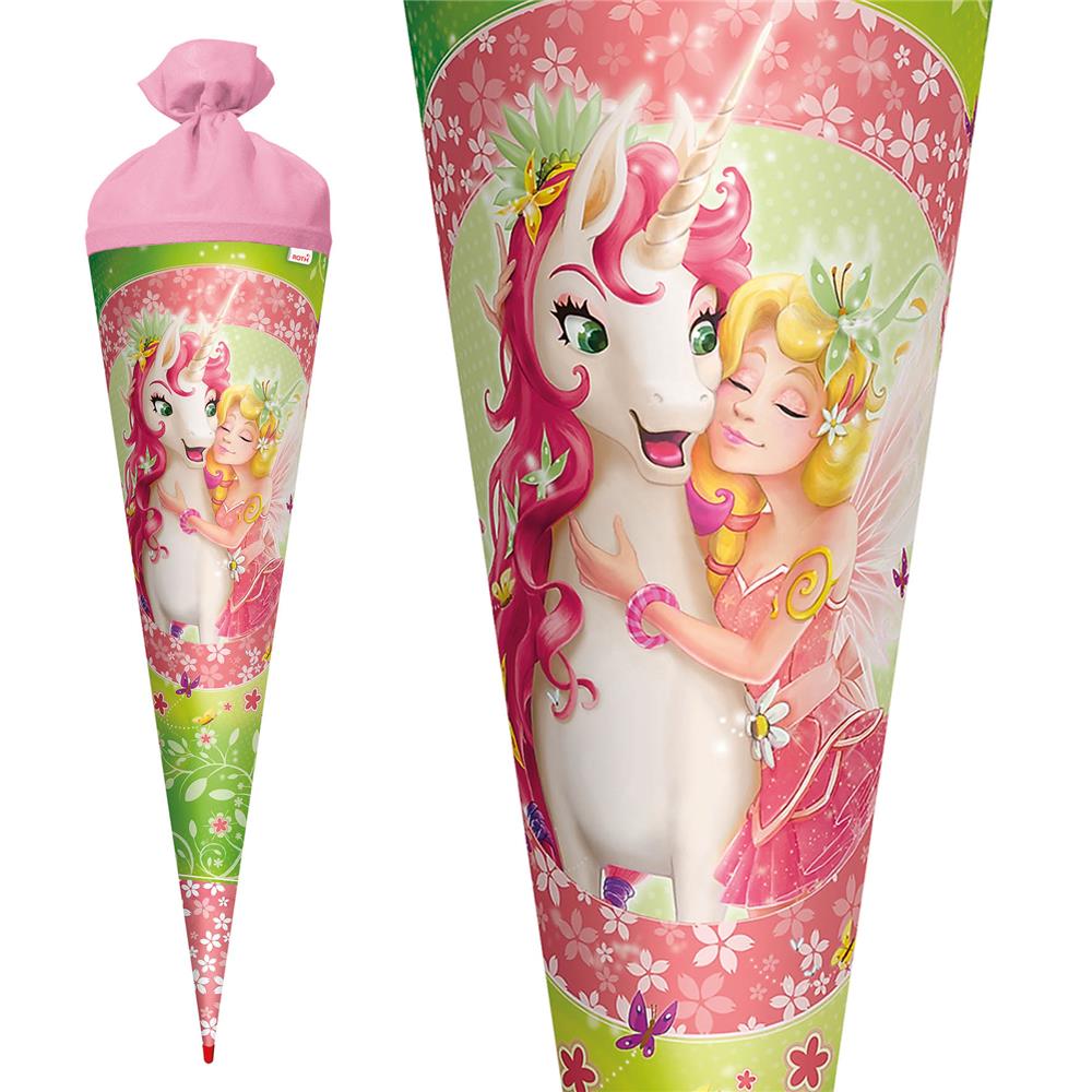 Roth Schultüte Einhornglück, 70cm, rund, Rot(h)-Spitze, Filzverschluss