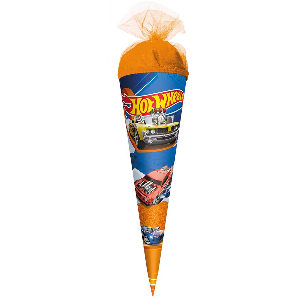 Roth Schultüte Hot Wheels, 50cm, rund, Tüllverschluss