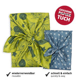 Roth Geschenktuch 3er Set X-Mas wiederverwendbar 2x 50 x 50 cm, 1x 80 x 80 cm