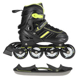 2in1 Inliner Schlittschuhe Gr. 39-43, Schwarz-Limettengrün, verstellbar | NILS EXTREME NH18191