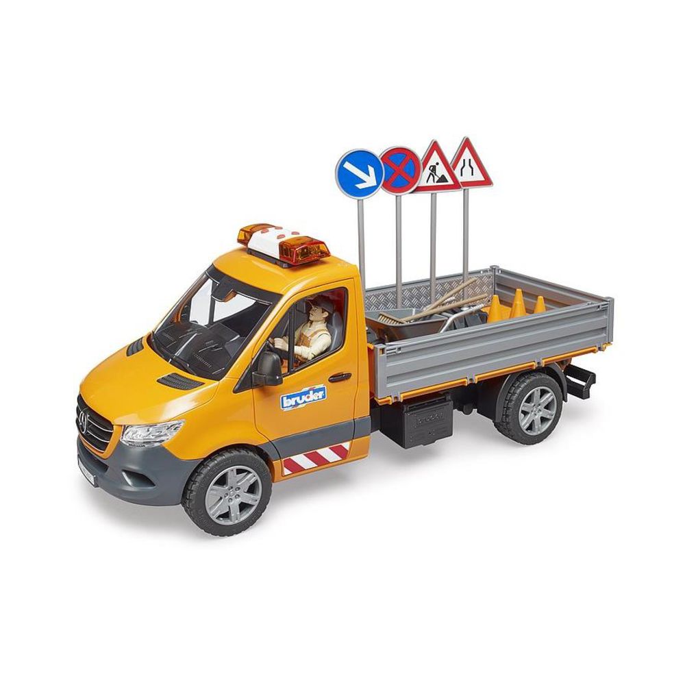 Bruder 02677 - MB Sprinter Kommunal mit Fahrer, Light + Sound Modul und Zubehör