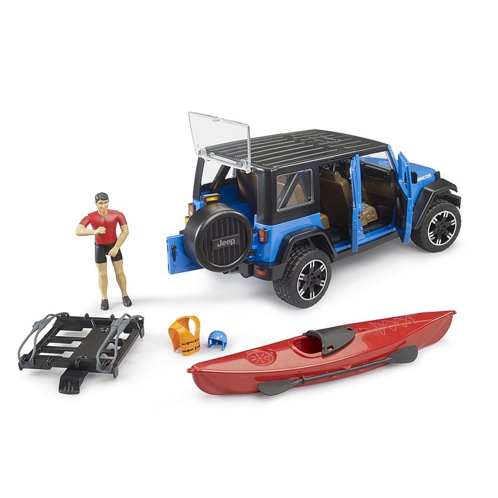 Bruder 02529 - Wrangler Rubicon Unlimited Kajak und Radfahrer