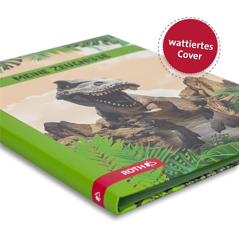 Roth Zeugnismappe Dinosaurier Tyrannosaurus mit Folie, mit 10 A4 Klarsichthüllen
