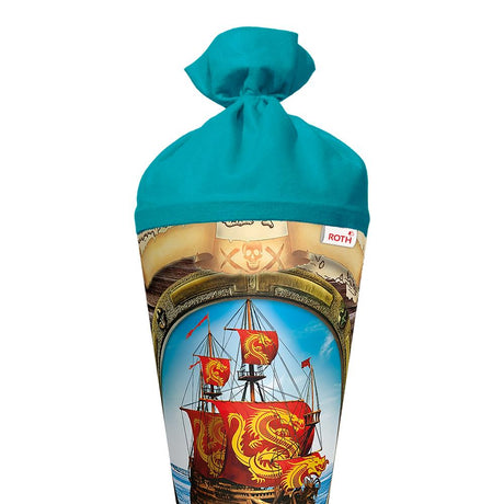 Roth Schultüte Piratenschiff, 70cm, rund, Rot(h)-Spitze, Filzverschluss