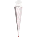Roth Schultüte-Rohling/Basteltüte, weiß mit roten Punkten, 85cm, eckig, Rot(h)-Spitze, mit Tüllverschluss (weiß)