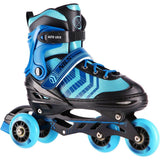 4in1 Inliner Schlittschuhe Rollschuhe Gr. 34-38, Schwarz-Blau, verstellbar | NILS EXTREME NH18192A