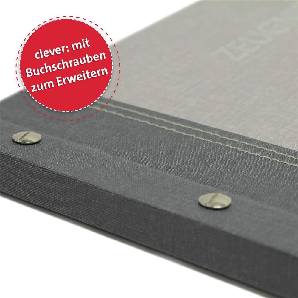 Roth Zeugnismappe Bicolor Dark Grey-Grey, mit 12 A4 Klarsichthüllen, im Buchleineinband