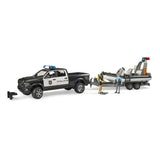 Bruder 02507 - RAM 2500 Polizei Pickup mit L + S Modul, Anhänger, Boot und 2 Figuren