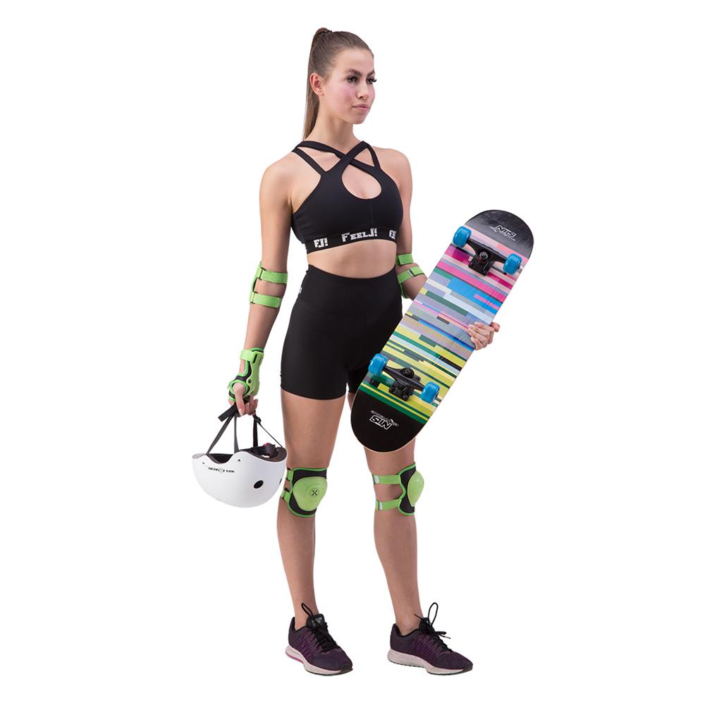 NILS EXTREME H704 Schoner-Set, Grün, Größe M - Protektoren Handgelenk Ellenbogen Knie