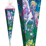 Roth Schultüte Magische Einhornreiterin, 85cm, eckig, Rot(h)-Spitze, Tüllverschluss, Glitzer