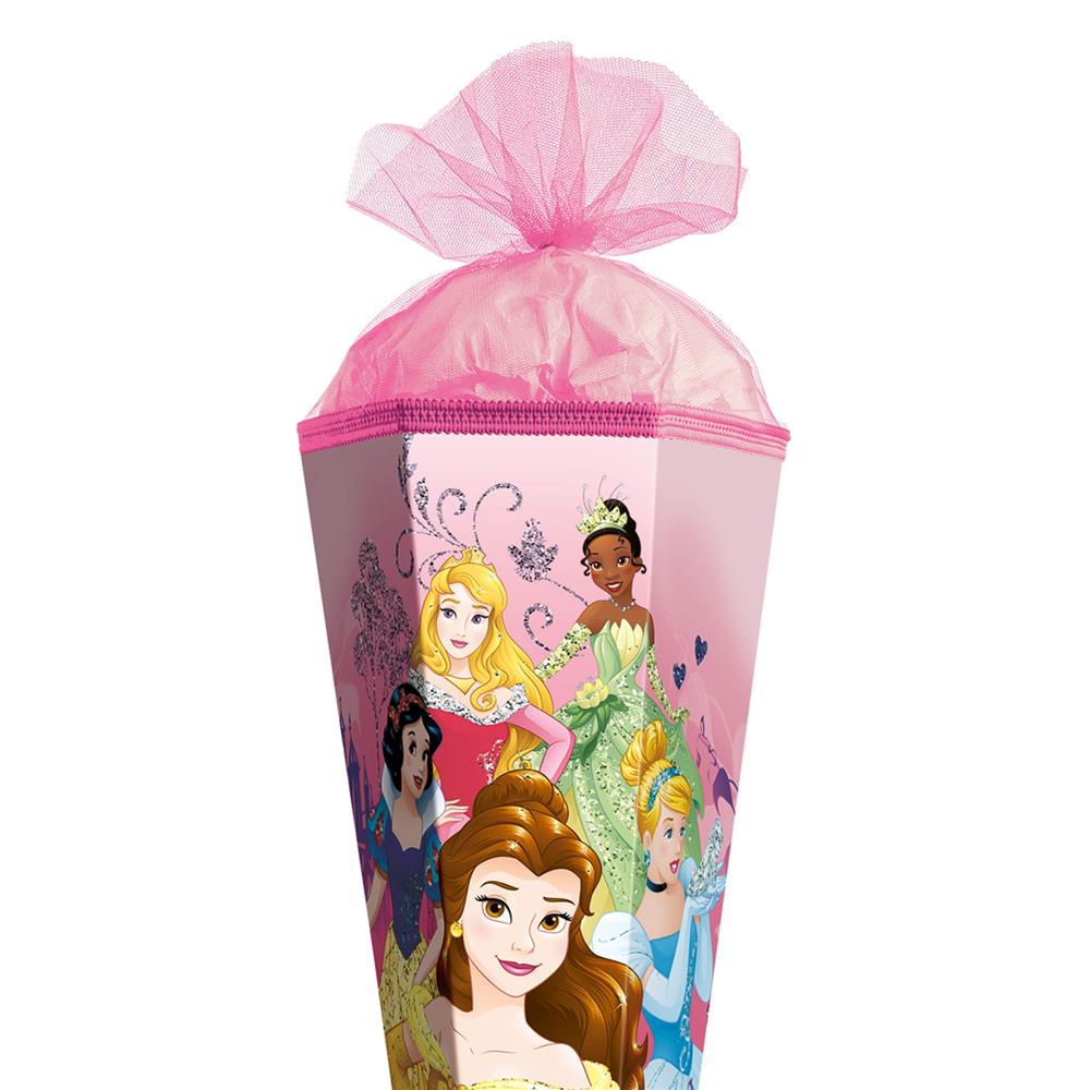 Roth Schultüte Disney Princess, 85cm, eckig, Rot(h)-Spitze, Tüllverschluss, Glitzer